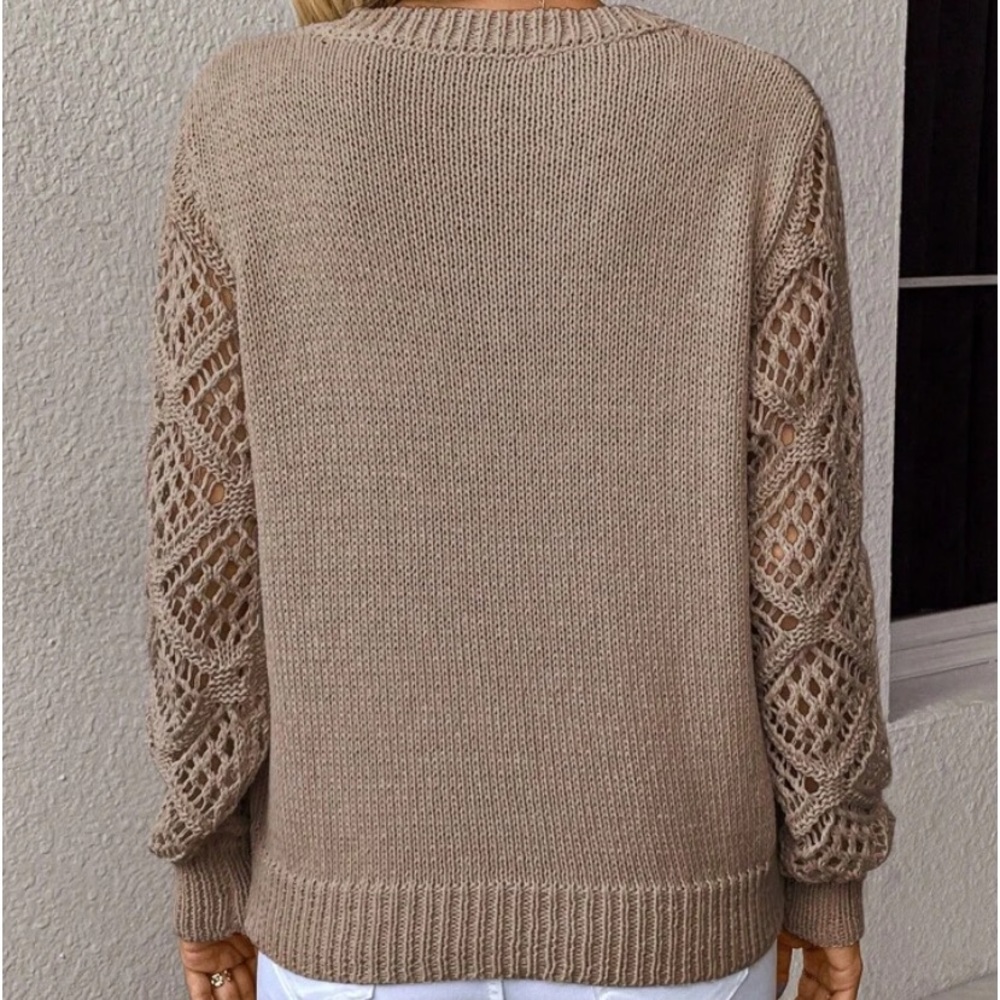 NWT Women’s size Large Sweater Pointelle V-Neck - Picture 3 of 12